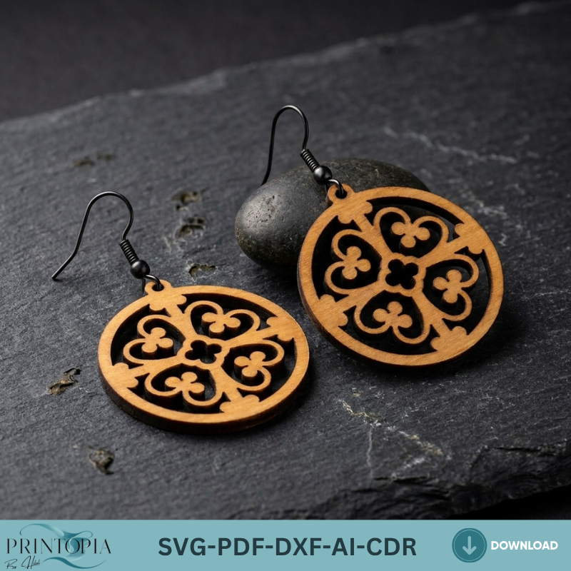 Wooden Earring Laser Cut Jewelry Templates Boho Geometric Flower Earrings