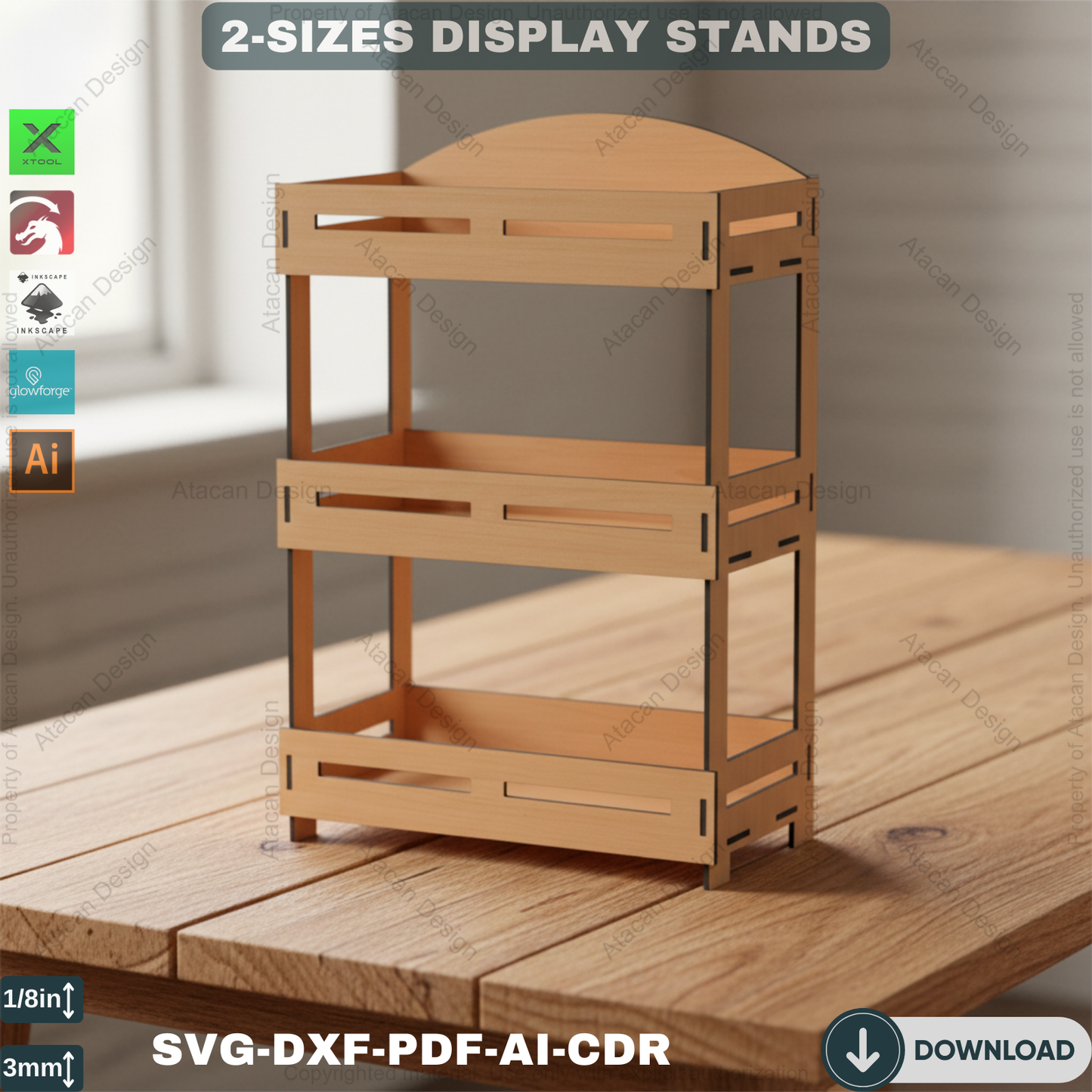 2 Size Wooden Stands - Craft fair display - Wood Retail Stand - Laser Cutting Files ADS370