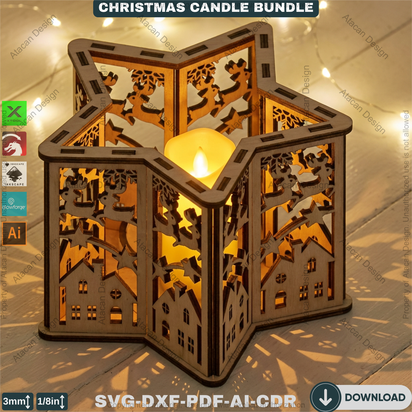 Star Christmas Lantern Bundle – Laser Cut Candle Holders & Tealight Boxes – Festive Table Decor 926