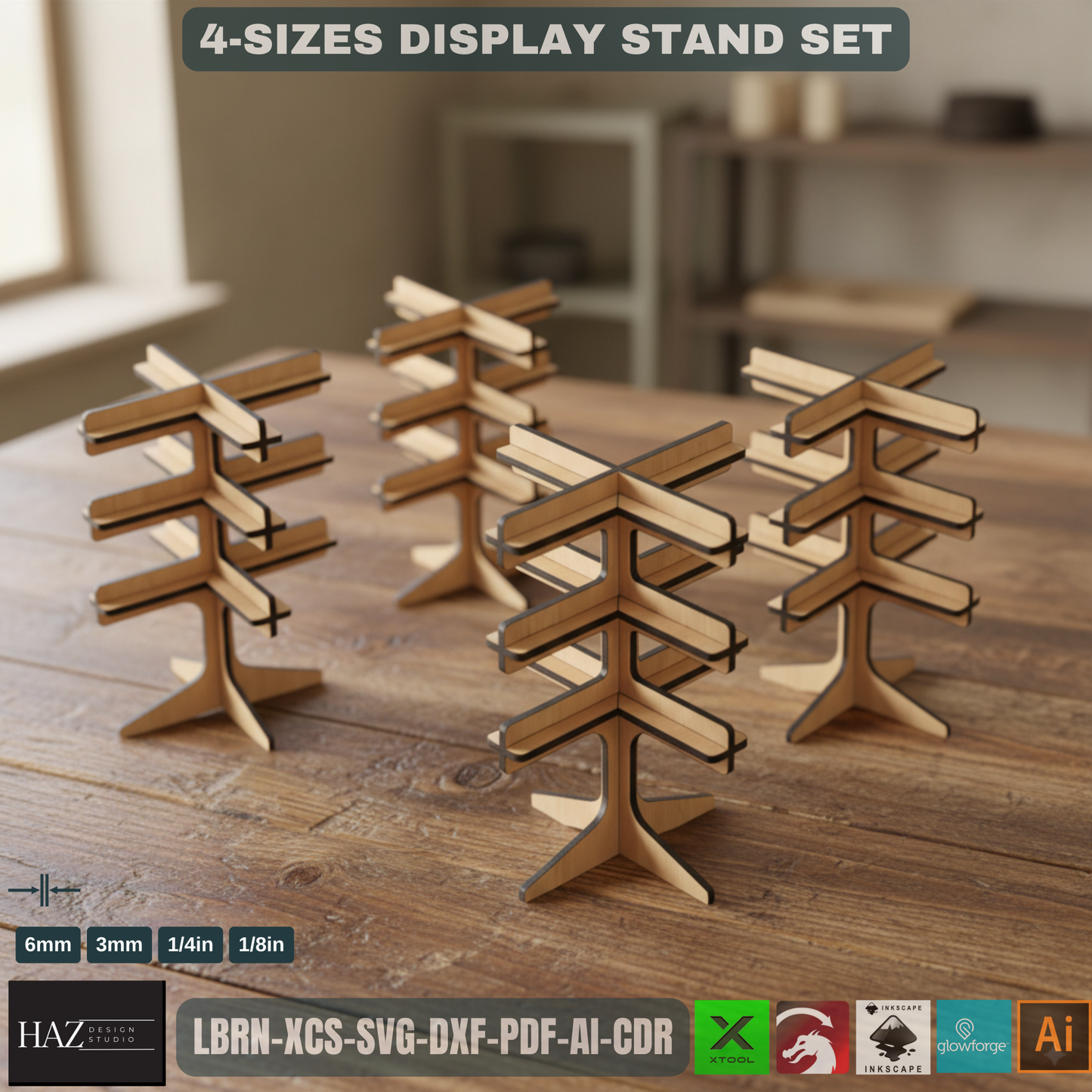 Modern Retail Jewelry Display Laser Plan - Multi-Size Tree for Bracelets & Necklaces 433