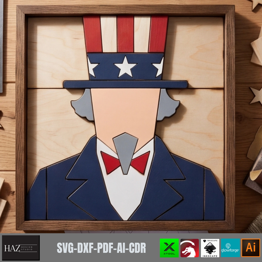 Uncle Sam Wall-Art, American Patriotic Independence Day Sign, 4th of July DIY, Freedom Pattern