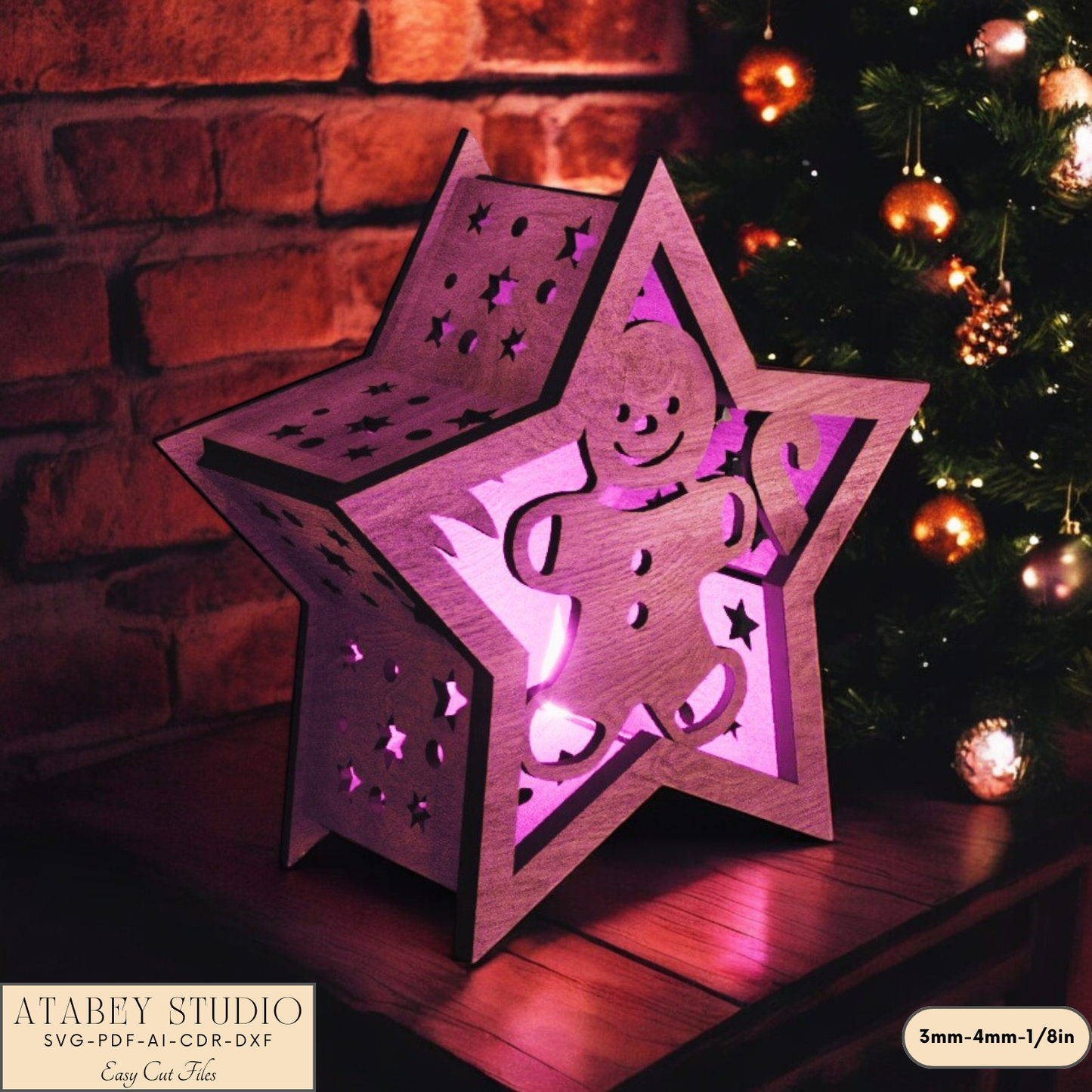 Christmas Star Lantern – Laser Cut Candle Holder for Festive Night Christmas Lantern with Snowy Scene for Holiday Decor 905