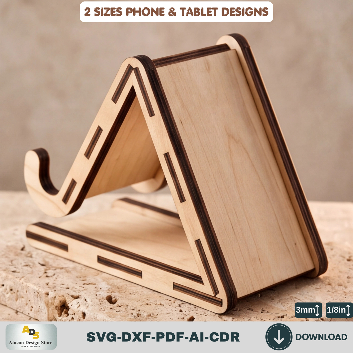 Phone Tablet Stand SVG Wooden Display Frame Holder Desk Organizer Digital Download