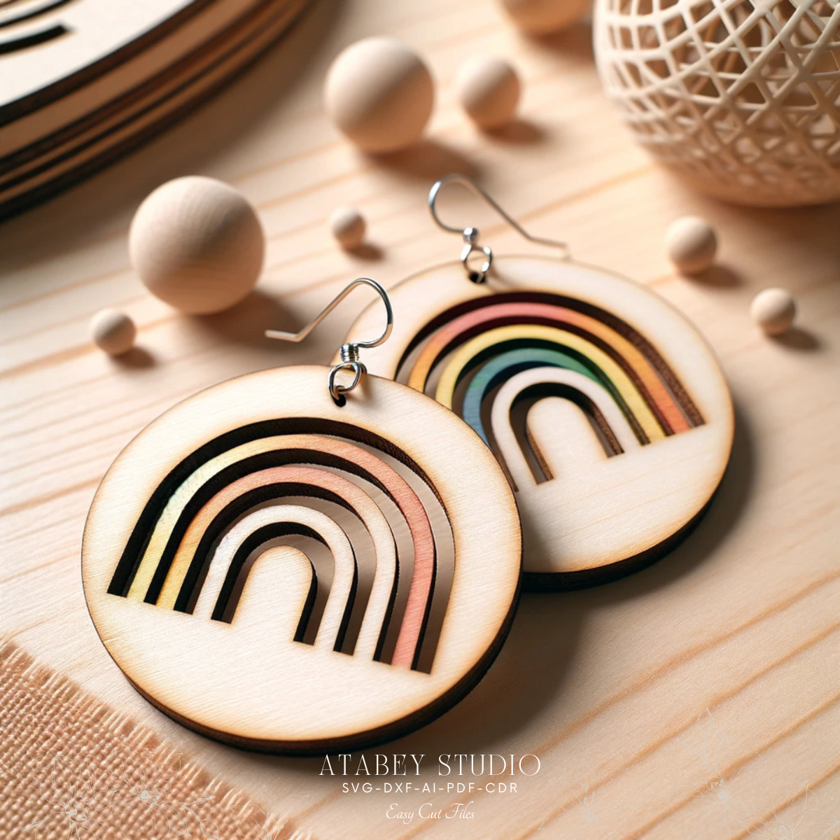 Colorful Rainbow Earrings Design Bundle - DIY Laser Cut Rainbow Earrings - Perfect for Crafting Unique Jewelry 861