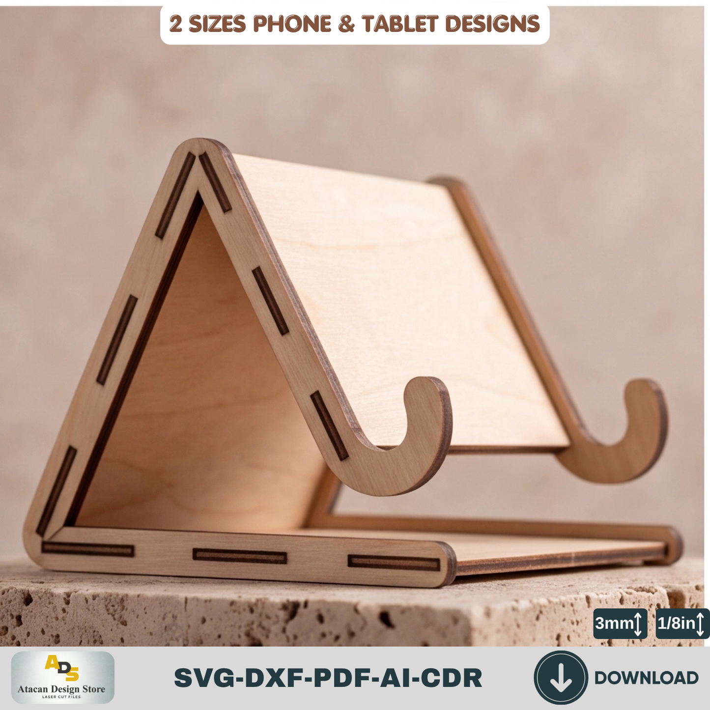 Phone Tablet Stand SVG Wooden Display Frame Holder Desk Organizer Digital Download