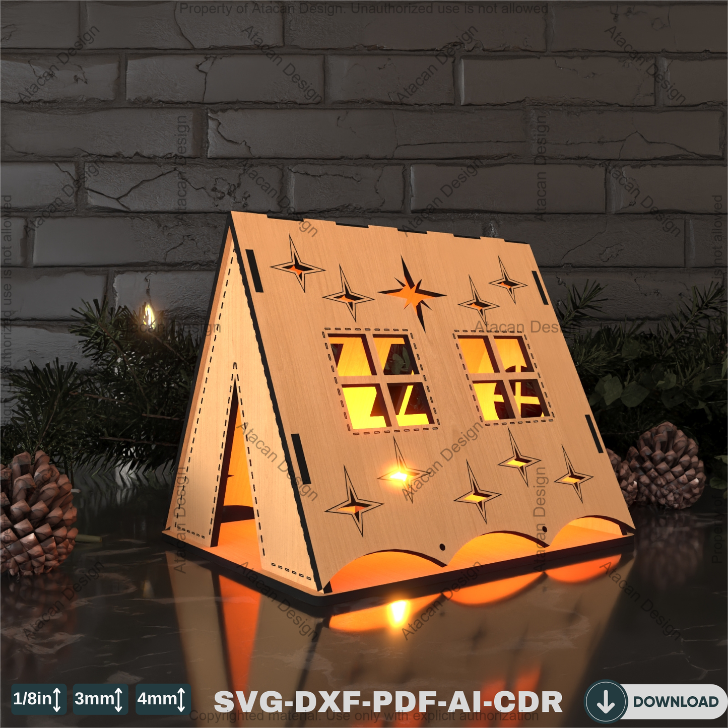 Tent Shaped Candle Holder – Handmade Wooden Lantern for Cozy Ambiance 793