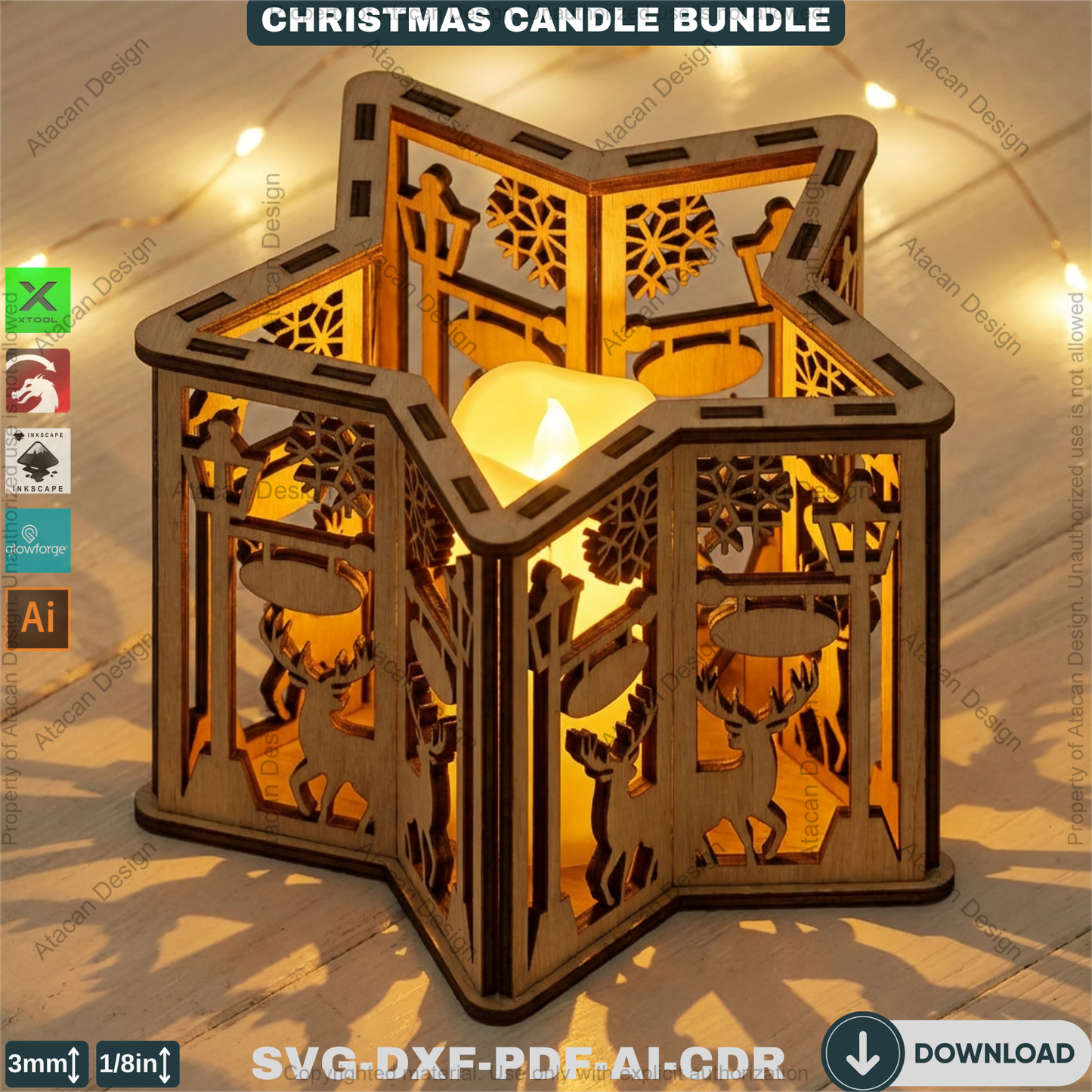 Star Christmas Lantern Bundle – Laser Cut Candle Holders & Tealight Boxes – Festive Table Decor 926