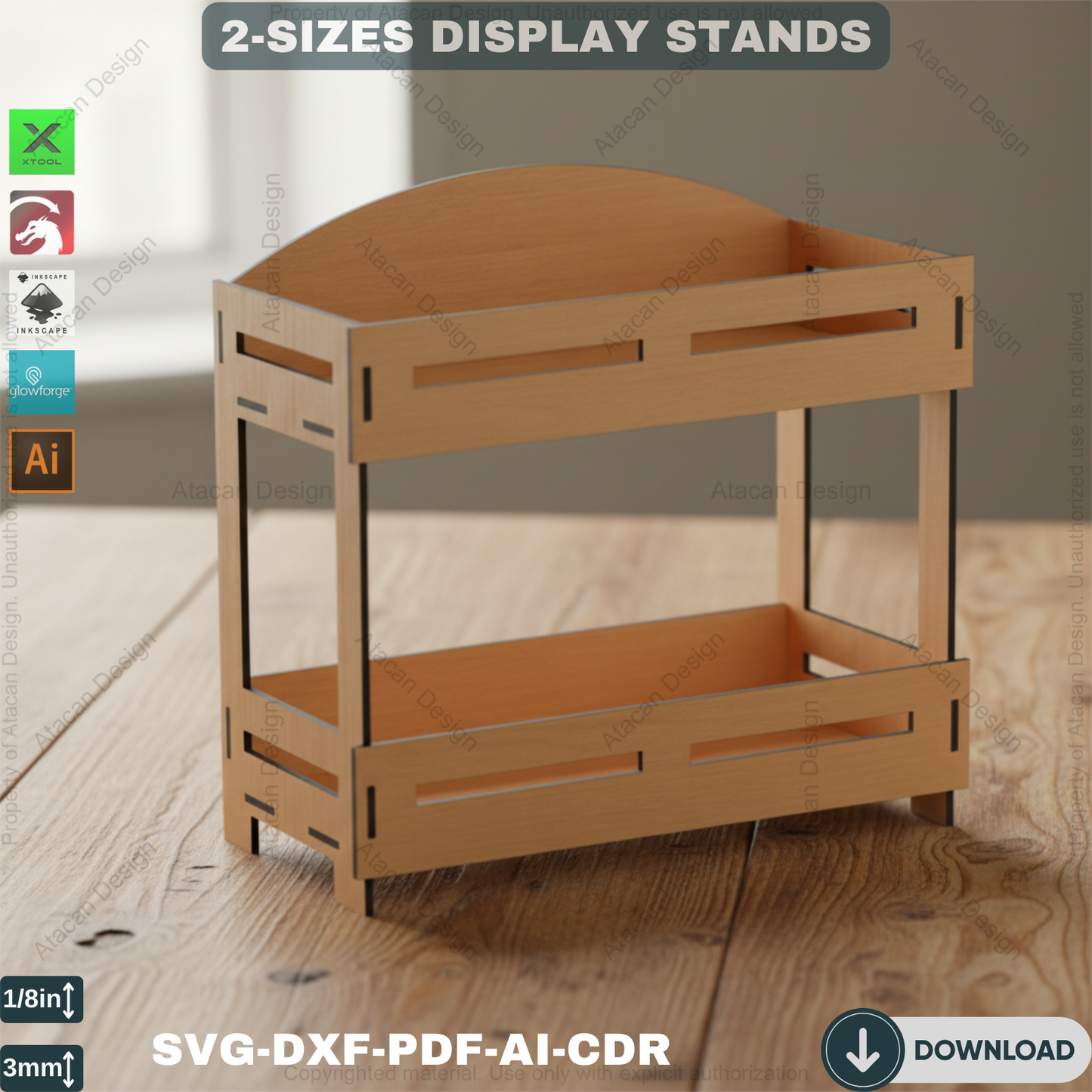 2 Size Wooden Stands - Craft fair display - Wood Retail Stand - Laser Cutting Files ADS370