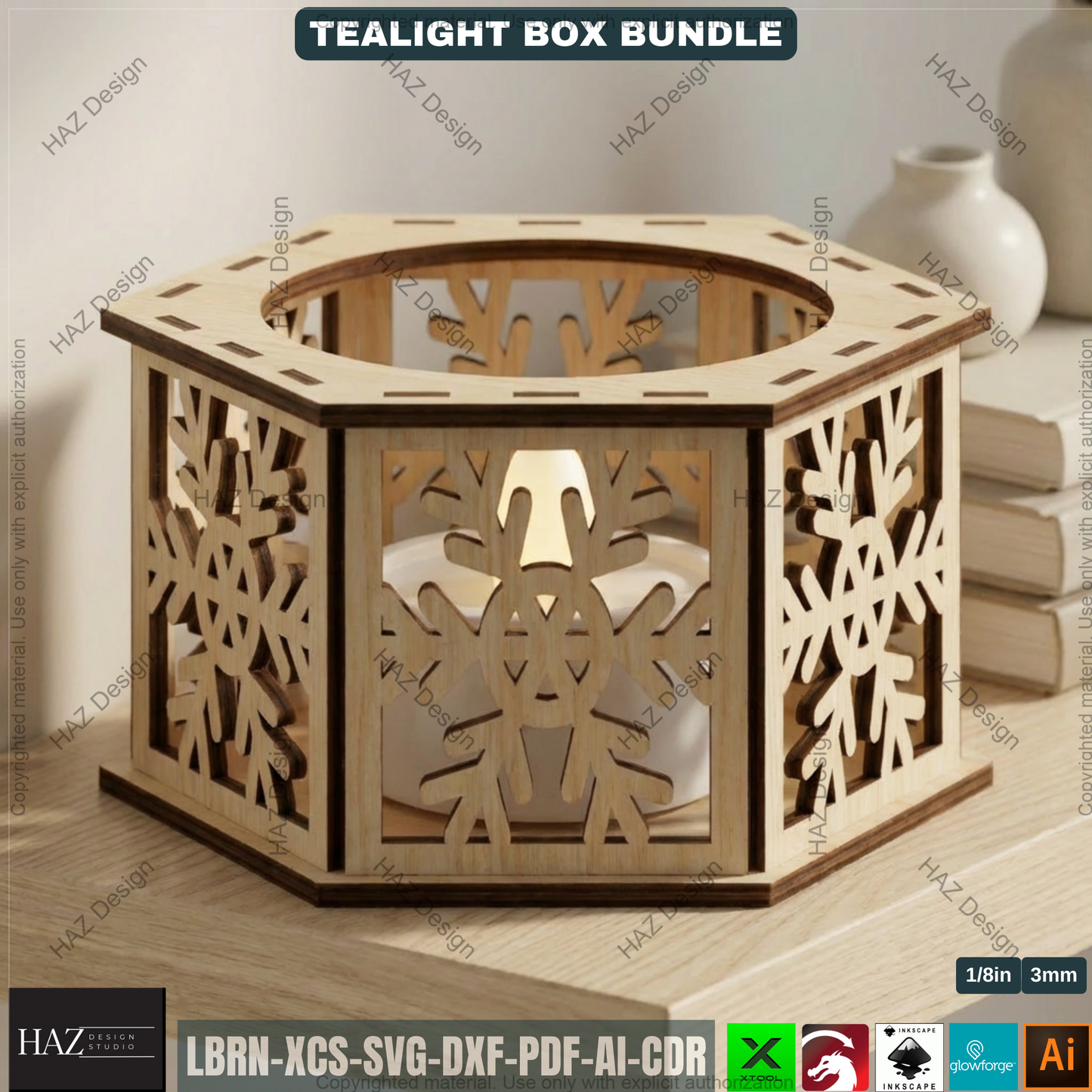 Christmas Candle Lantern Bundle | Tealight Holder Laser Cut Files | Holiday Table Decor 506