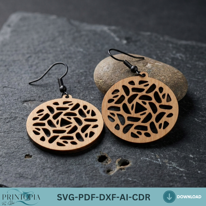 Wooden Earring Laser Cut Jewelry Templates Boho Geometric Flower Earrings
