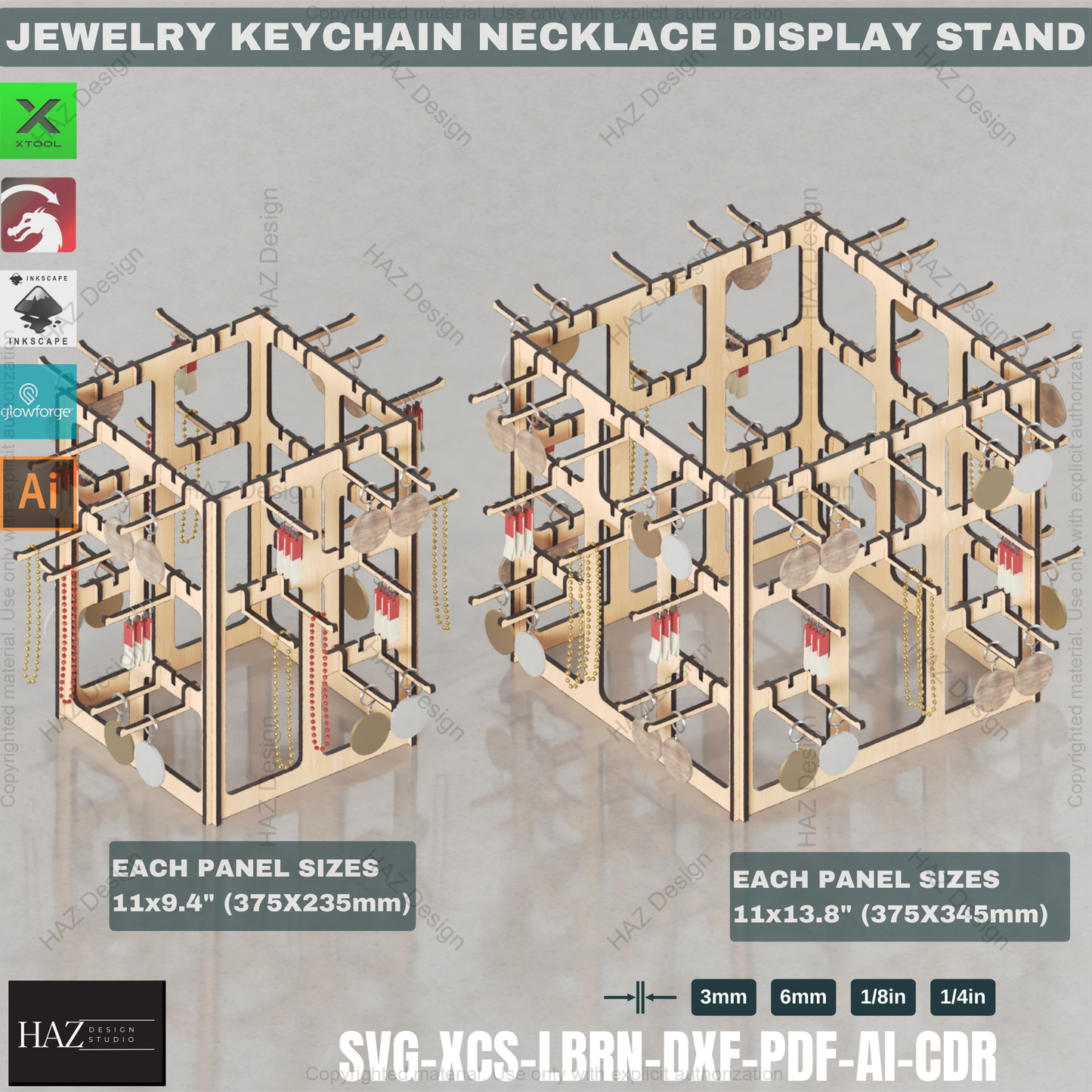 Modular Jewelry & Keychain Display Stand | Laser Cut Design for Craft Fairs & Vendor Booths 436