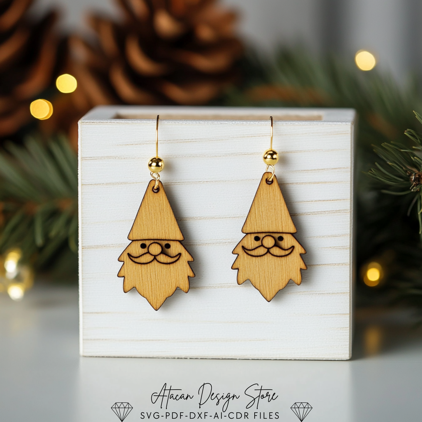 Holiday Earrings Design Pack - Laser Cut Templates Featuring Festive Trees, Llamas, and Cats 717