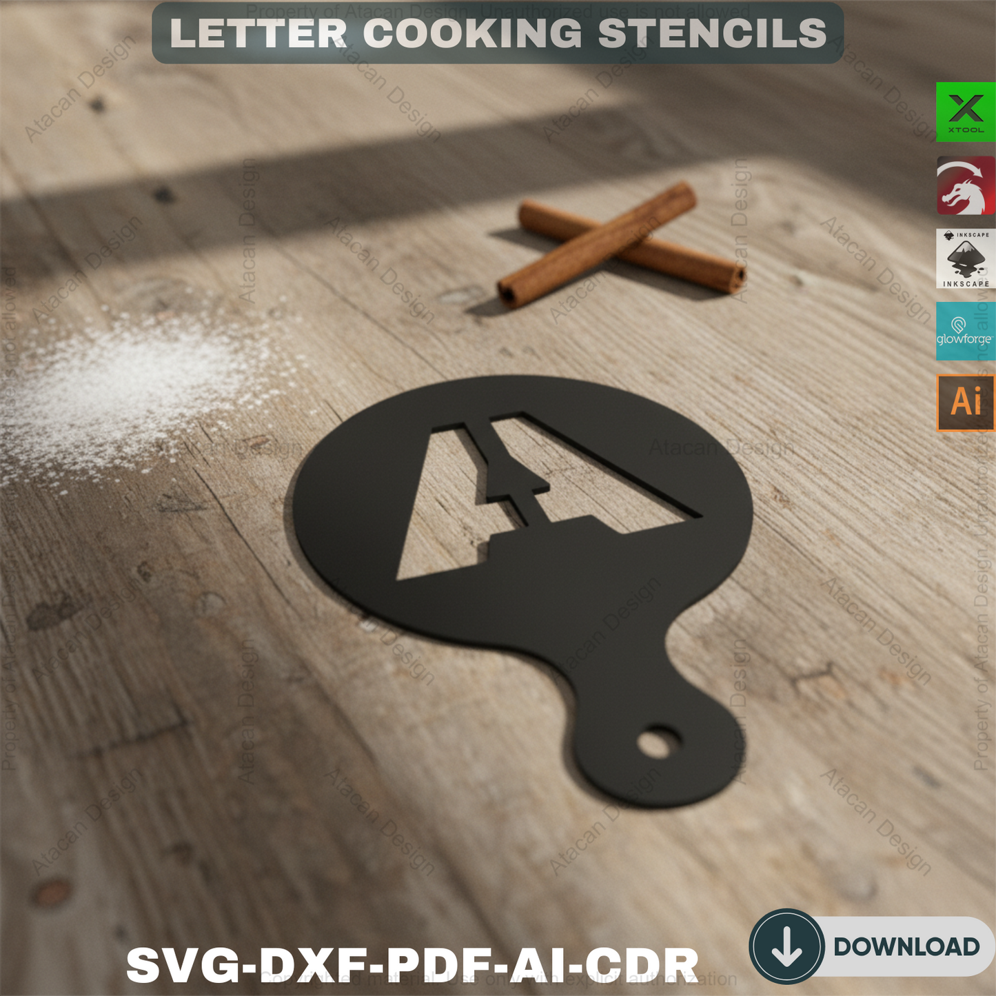 Laser Cut Wooden Letter Cooking Stencil for Dough Decoration / Cooking Stencils / Cake Decorating ADS098