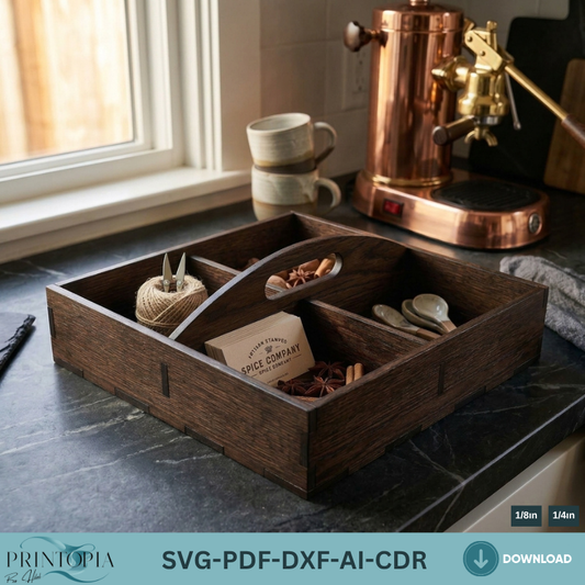 Laser Cut Divided Wooden Tray - Snack Trays Serving and Organization 188