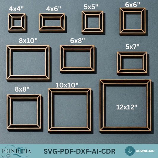 Plywood Blank Photo Frame Template Set, Wood Picture Frame Cutting File, Glowforge xTool Ready