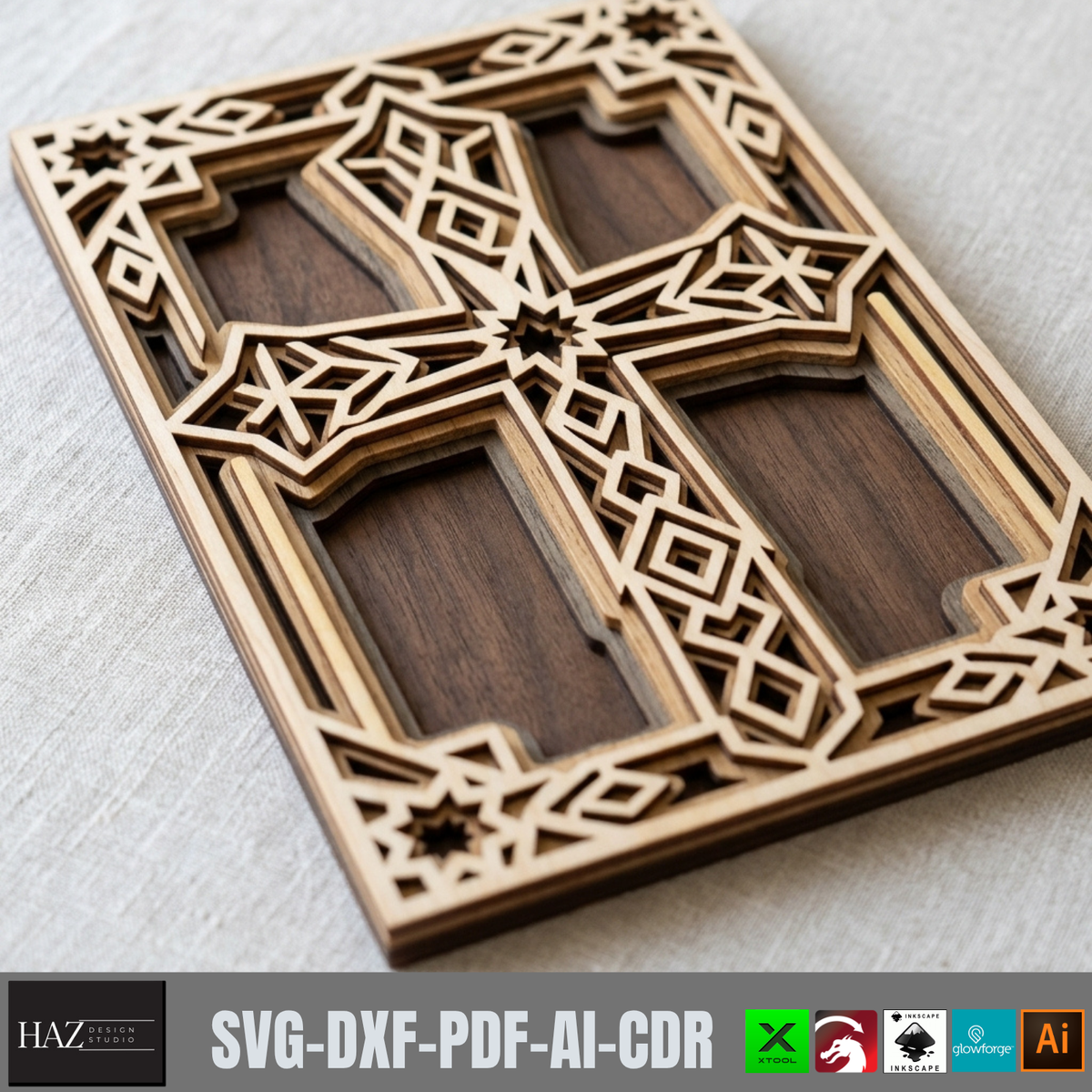 3D Layered Cross Sign Template, Jesus Laser Cutting Plan, Church Decor, Christian Easter Gift