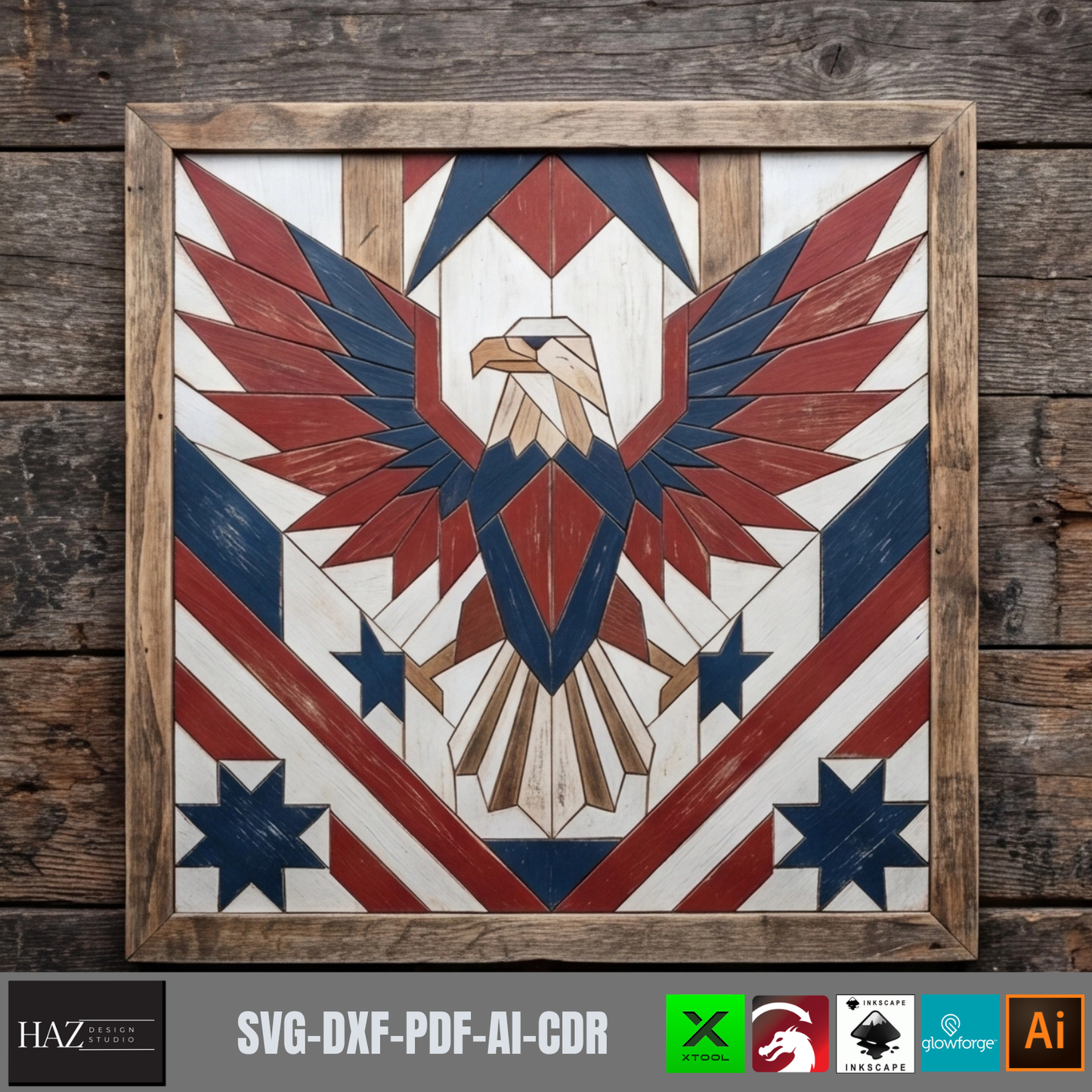 Patriotic American Pattern, Independence Day Decor, Uncle Sam Sign, Statue of Liberty, Eagle Design