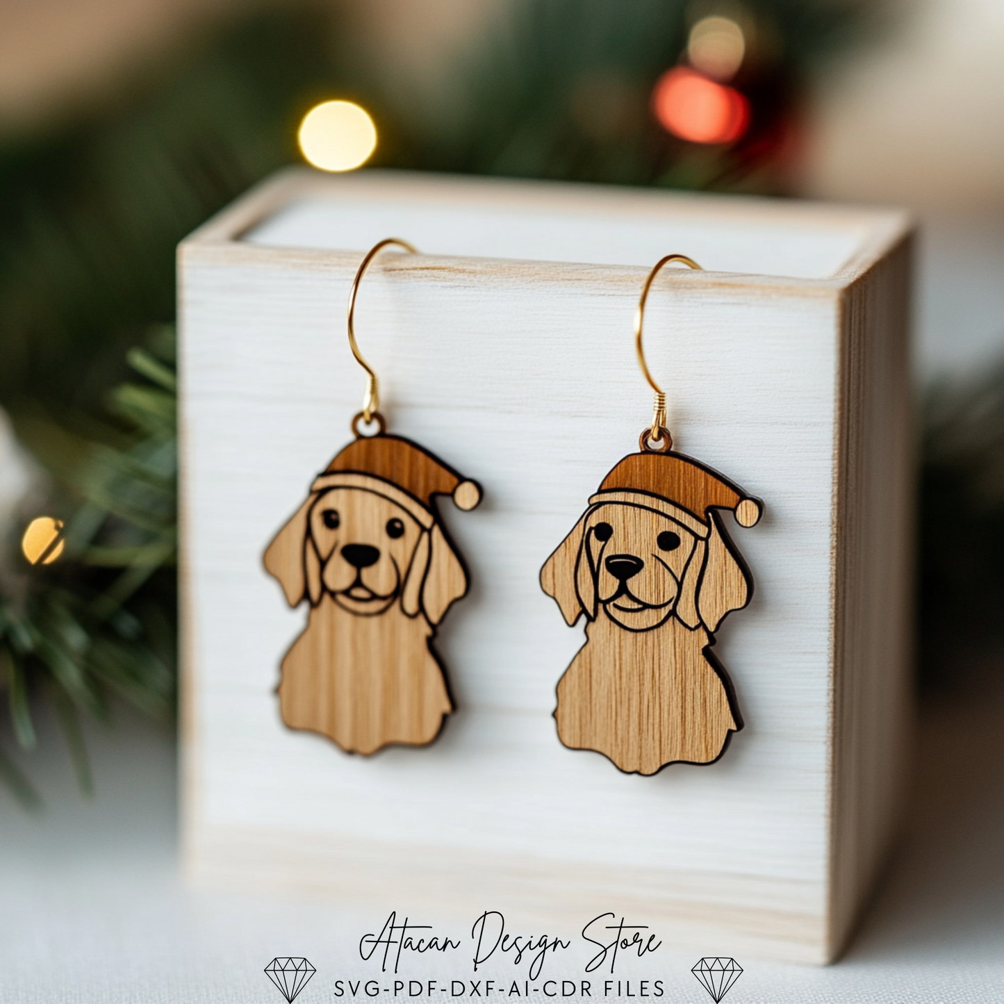 Christmas Dog Earrings Template - Laser Cut Ready for Festive Jewelry Making 723