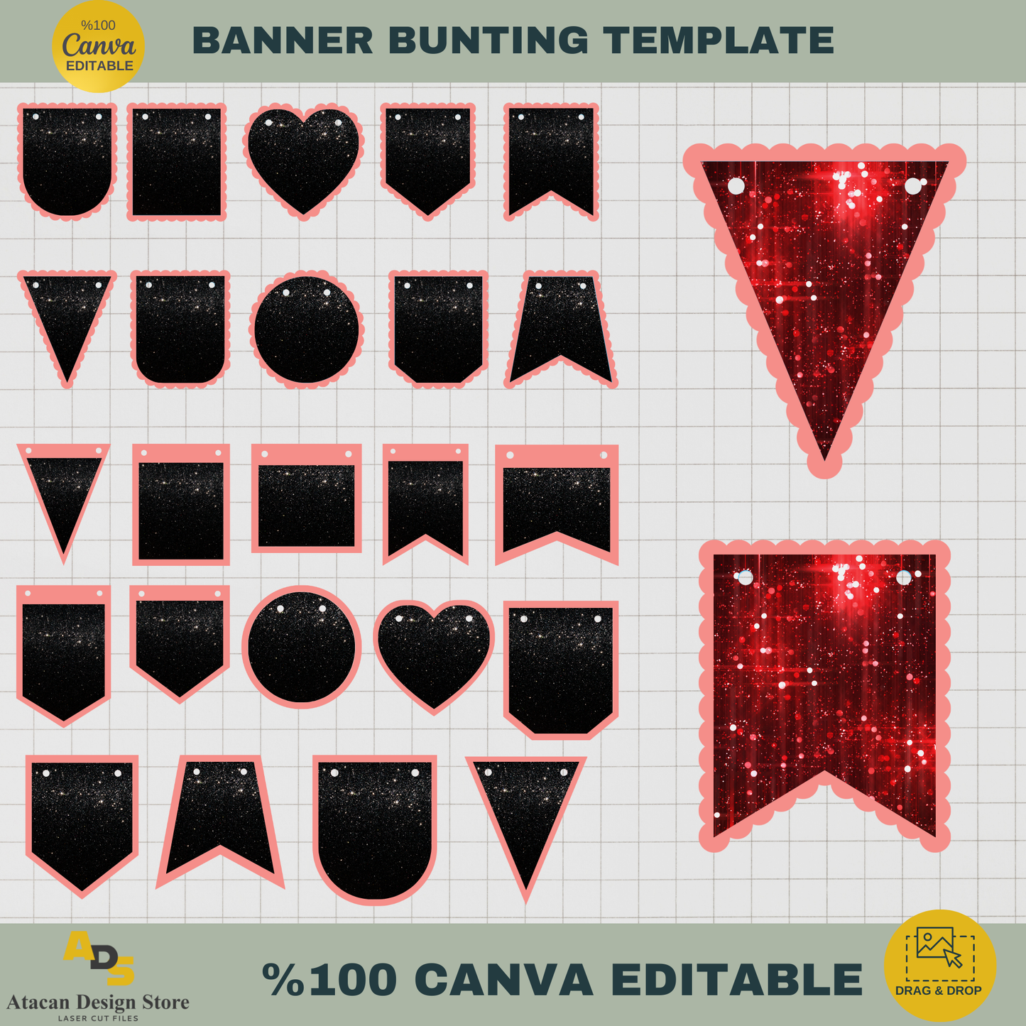 Editable Banner Bunting Template | 100% Customizable Canva Design | Perfect for Birthdays, Events, and Parties 744