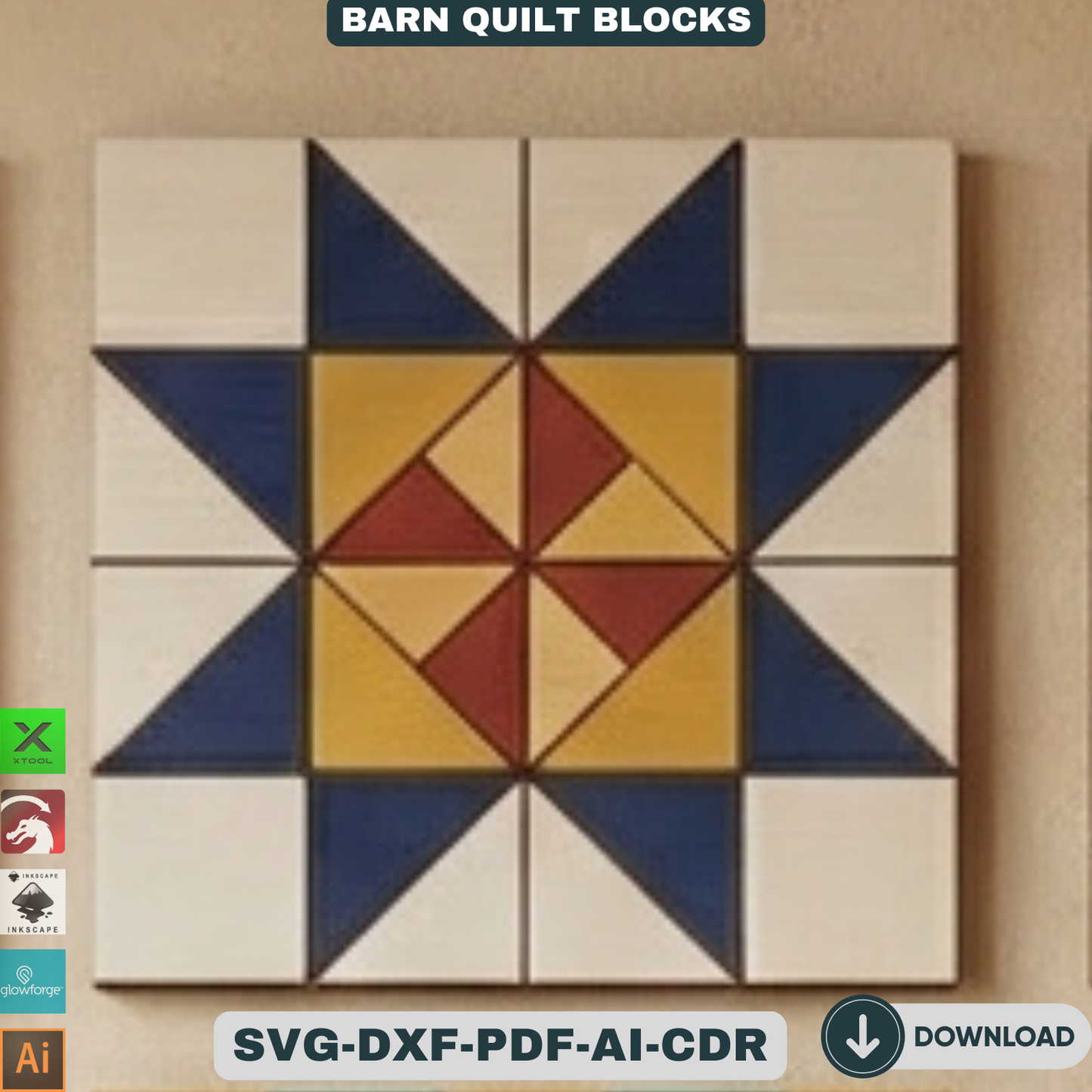 Quilt Block Patterns Laser Cut Template Modern Mosaic Wood Wall Art Farmhouse Decor DIY Patchwork Sign 936