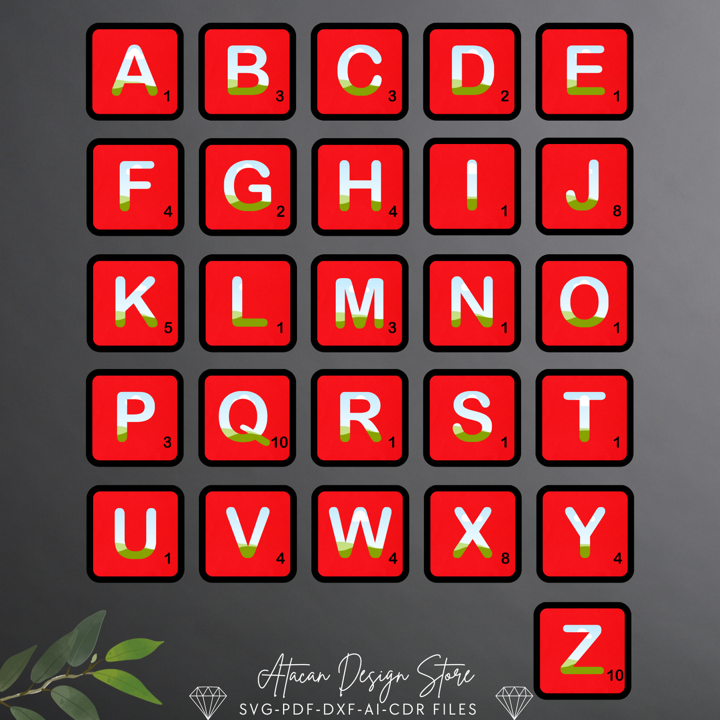 Scrabble Letters Template for Laser Cutting - Perfect for DIY Crafts - Tile Letters Great for Home Decor and Crafting 694