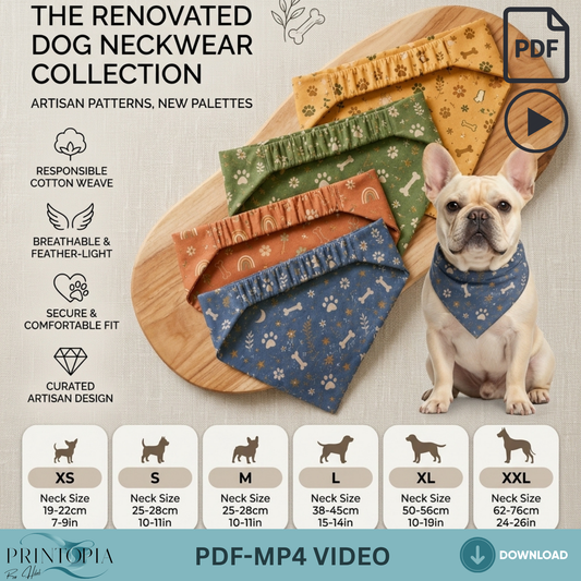 Dog Scrunchie Bandana Sewing Pattern PDF 12 Sizes Instant Download