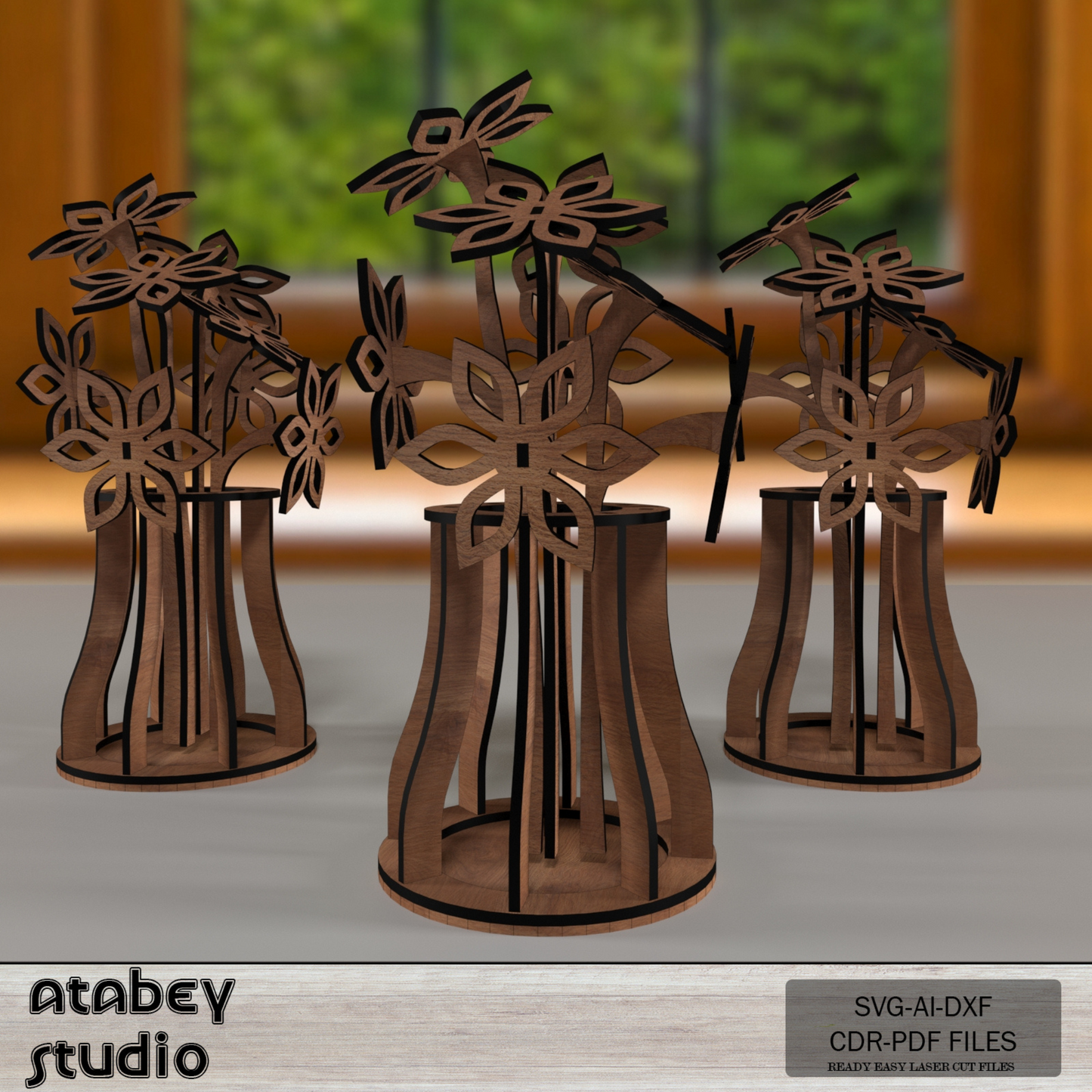 DIY 3D Wooden Flower Vase - Laser Cut Floral Design - Bouquet Model Unique Home Decor 793