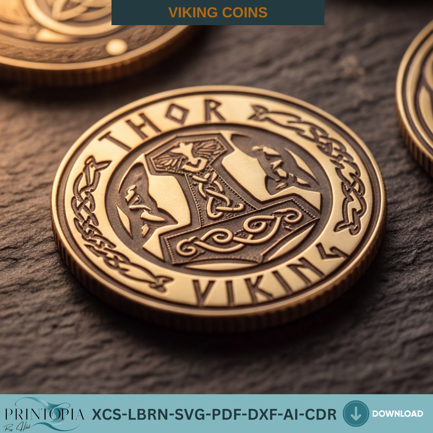 Viking Coins Laser Cut Norse Mythology Engraving Template Set