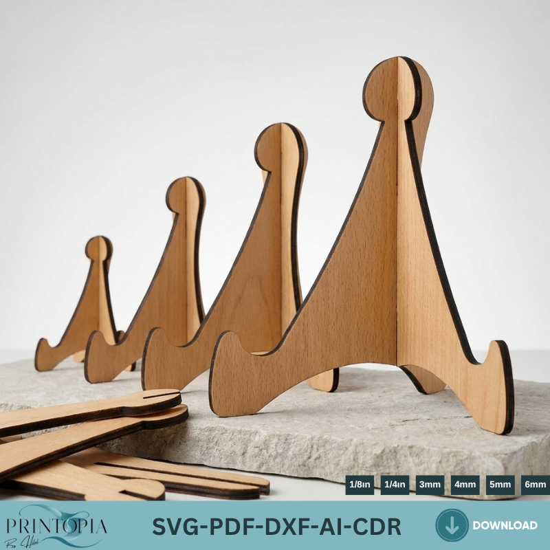 Classic Curve Easel Stand Files - Versatile Laser Cut Designs for Displays