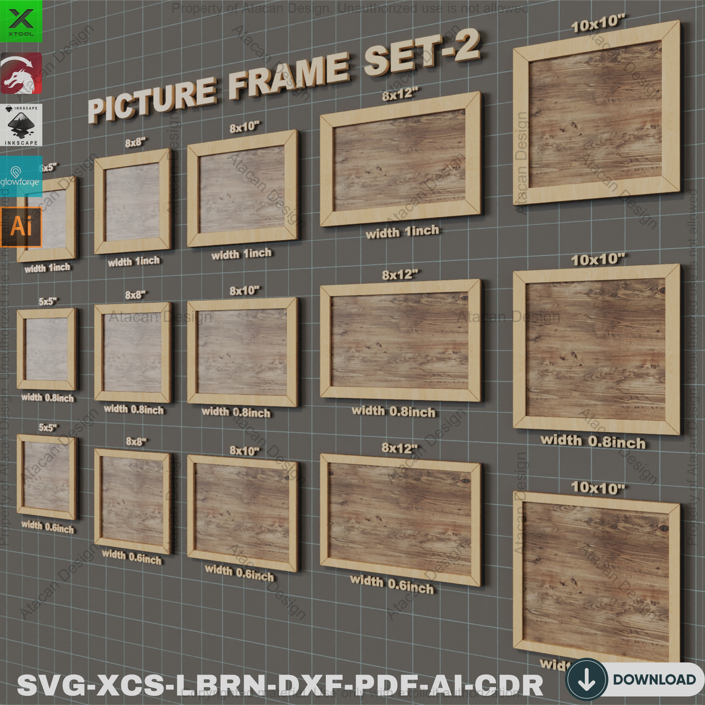 Laser Cut Picture Frame Bundle, SVG Frames, Wood Frame Template, Xtool Files,Laser Cut Picture Frames, Multiple Sizes 830