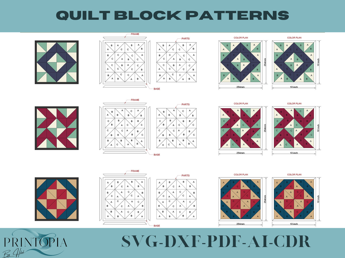 Geometric Wood Art Quilt Block Patterns Bundle Modern Barn Star Wall Decor Mosaic Templates