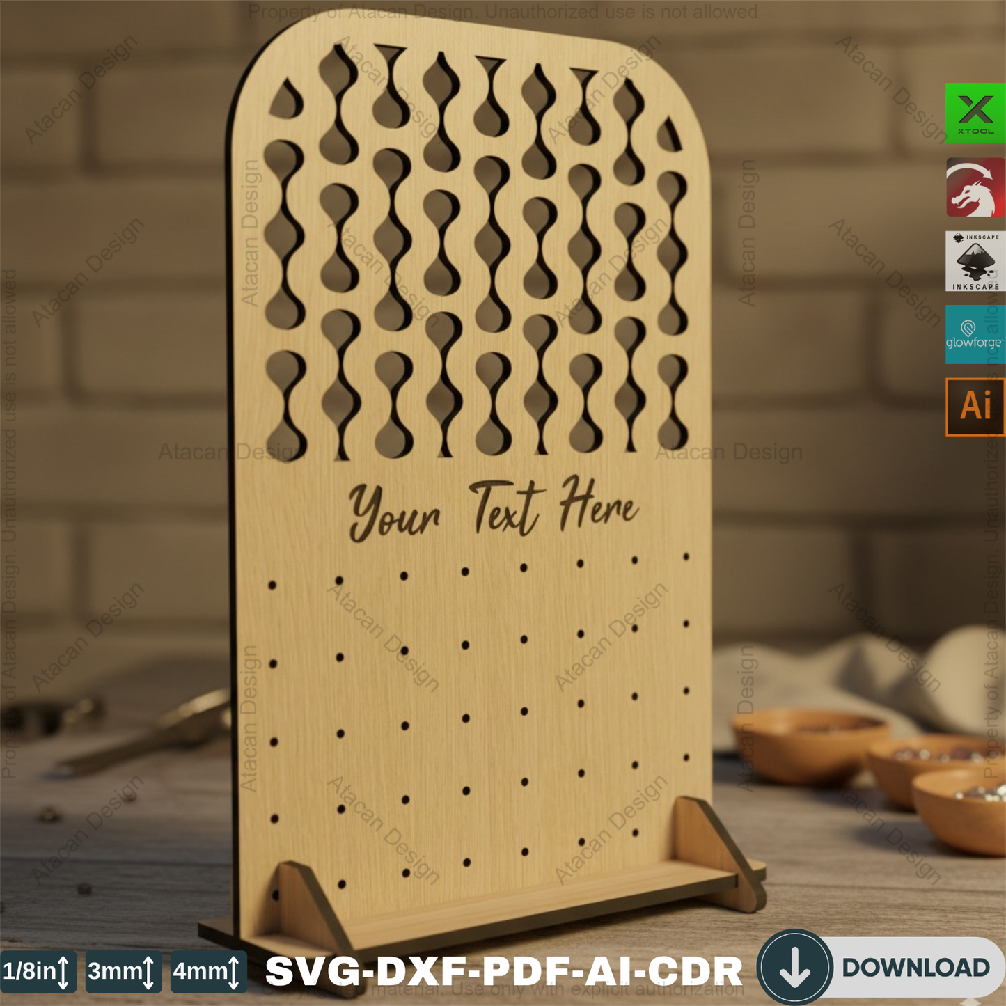 8 Style Earring Stand Laser Cut Svg Files / Earrings Holders / Jewellery Displays Glowforge DXF SVG CDR Ai Files 327