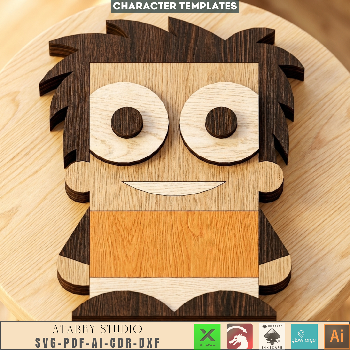 Layered Character Templates Laser Cutting Superhero Clown Unicorn Kid Wall Decor DIY Wood Projects