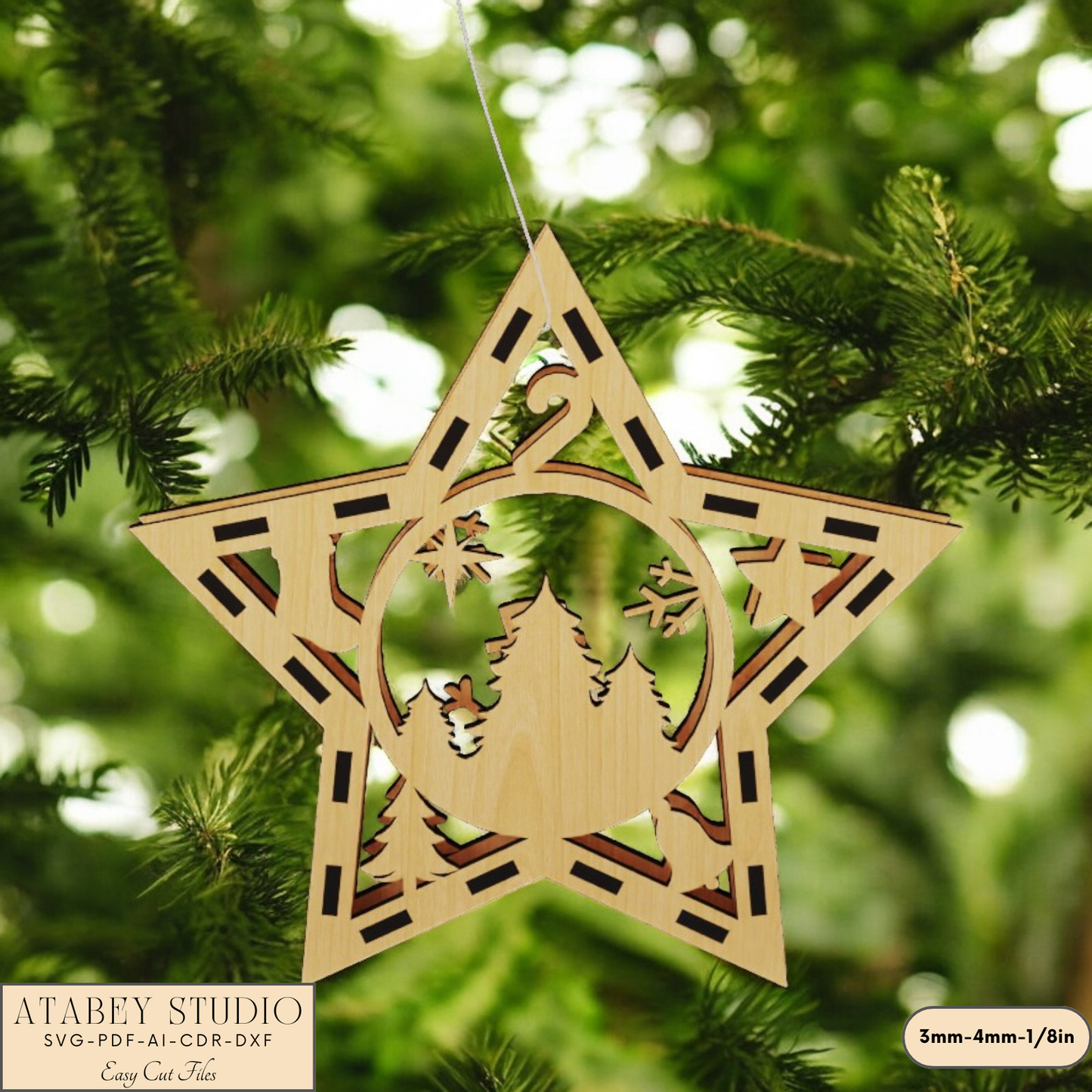 Christmas Star Ornament SVG - Laser Cut Designs for Festive Tree Decorations & Holiday Crafts 902