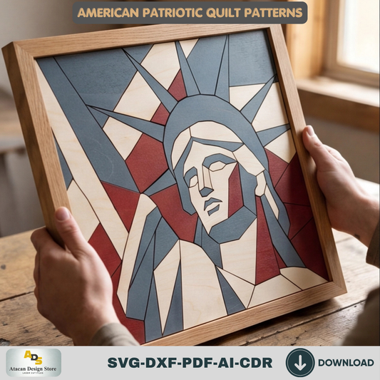 Geometric Statue of Liberty Pattern, Patriotic Wall Decor, July Fourth Wood Sign, Independence Day-Gift