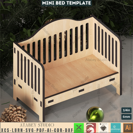Doll Rocking Cradle Laser Cut File, Miniature Baby Crib Plan for Glowforge, Plywood Doll Furniture SVG