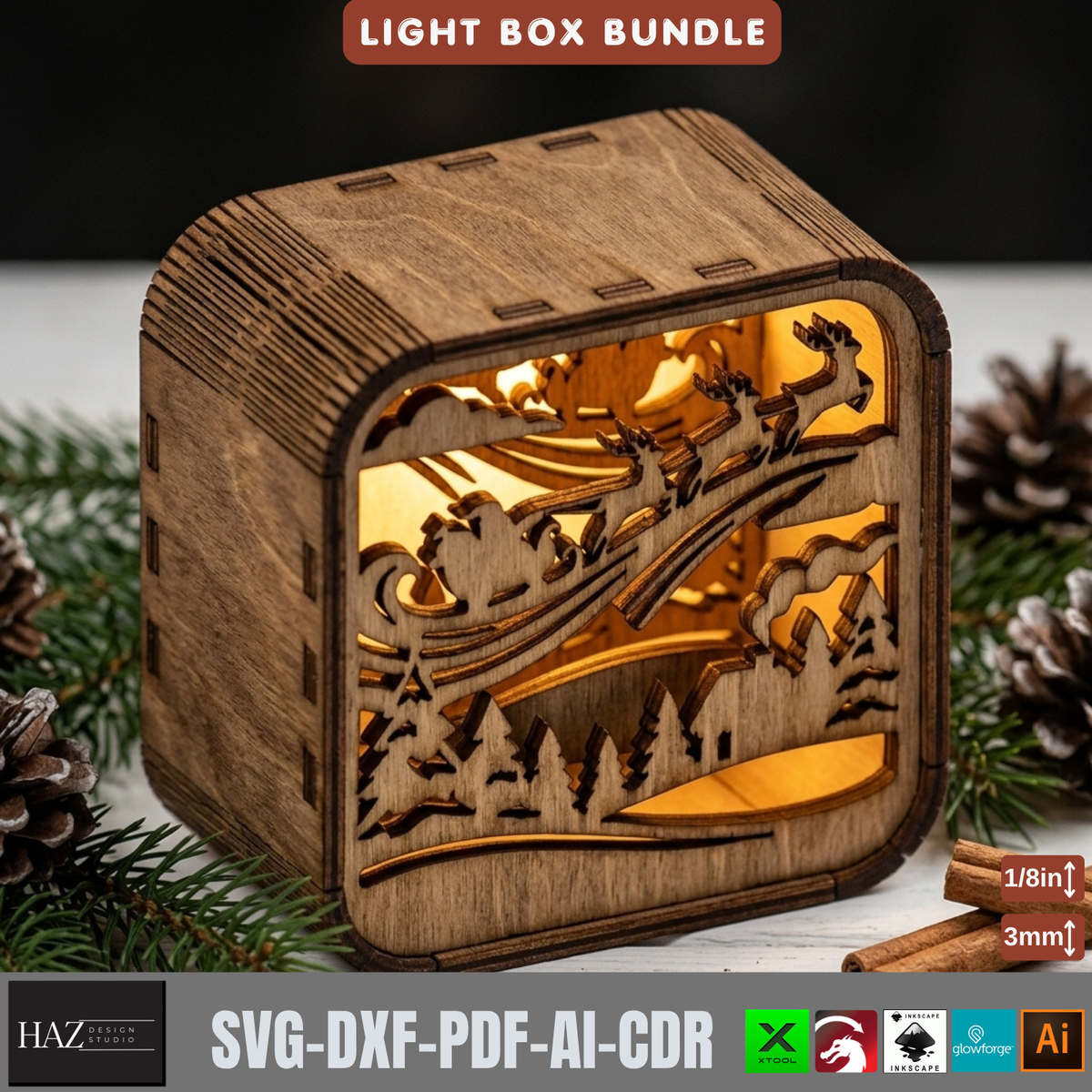 16 Rustic Christmas Shadow Box Night Light, Layered Snowman Cabin Lantern Plans, Holiday Mantel Decor 576