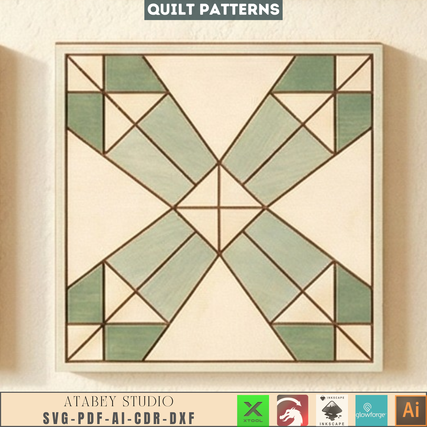 Barn Quilt Laser Cut Wood Wall Art Geometric Block Patterns Rustic Farmhouse Decor 989