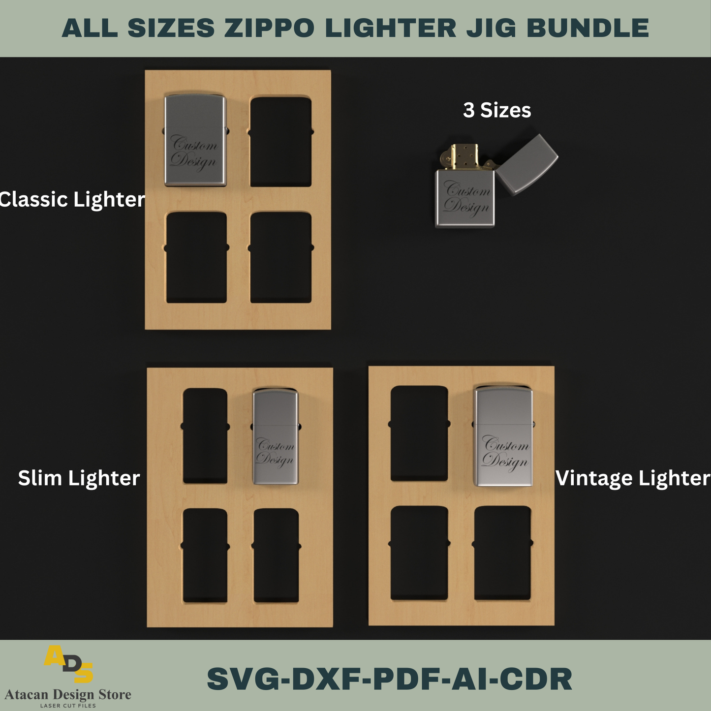 Complete Zippo Lighter Jig Bundle for All Sizes – Perfect for Laser Cutting 747