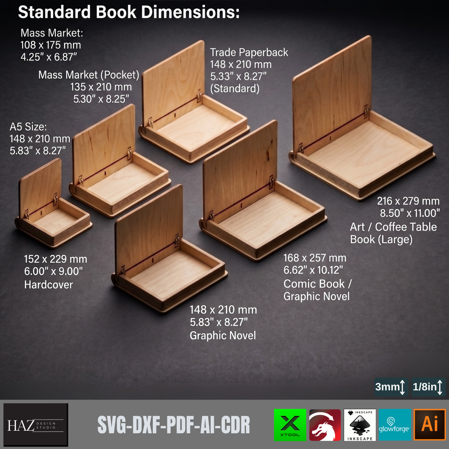 Book Box Template Bundle Book Shaped Gift Box Pattern Keepsake Storage Jewelry Stash Box Plan