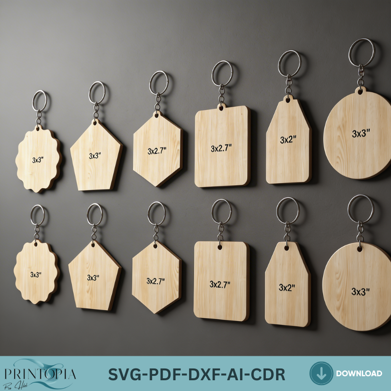 Blank Keychains Bundle Laser Cut Shapes Wood Acrylic Keychain Templates DIY Custom Keychain Designs