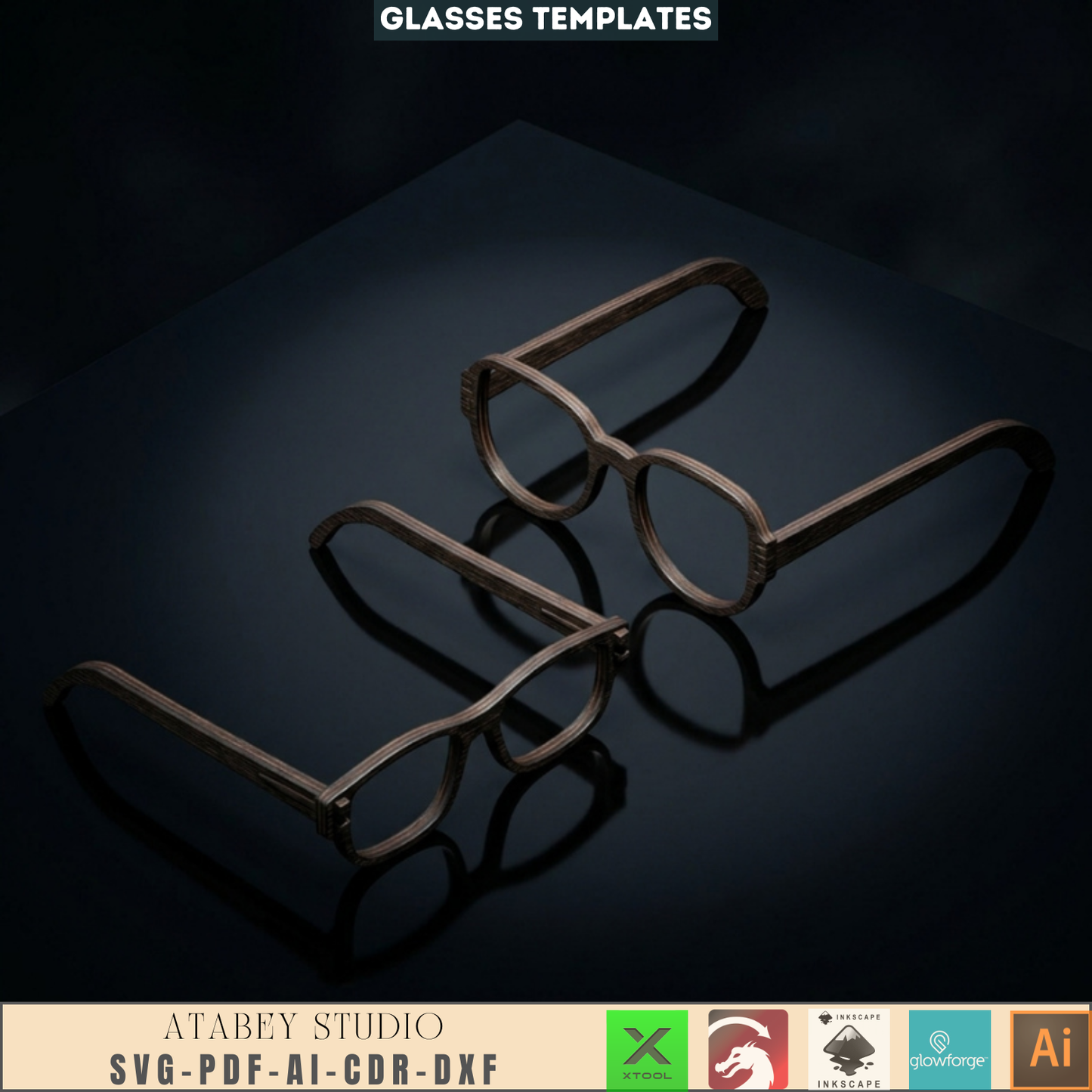DIY Wooden Eyeglasses Craft Files - Laser Cut MDF Glasses Templates 630