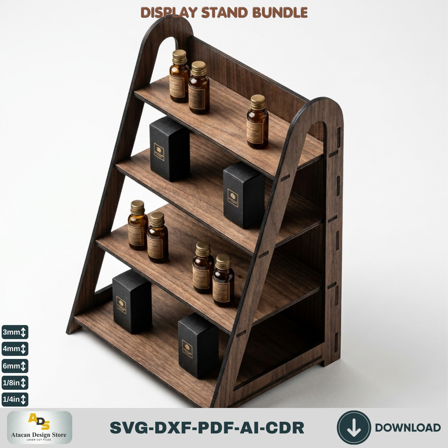 9 Display Stand Bundle Laser Cut SVG Wood Shelf Market Booth Template
