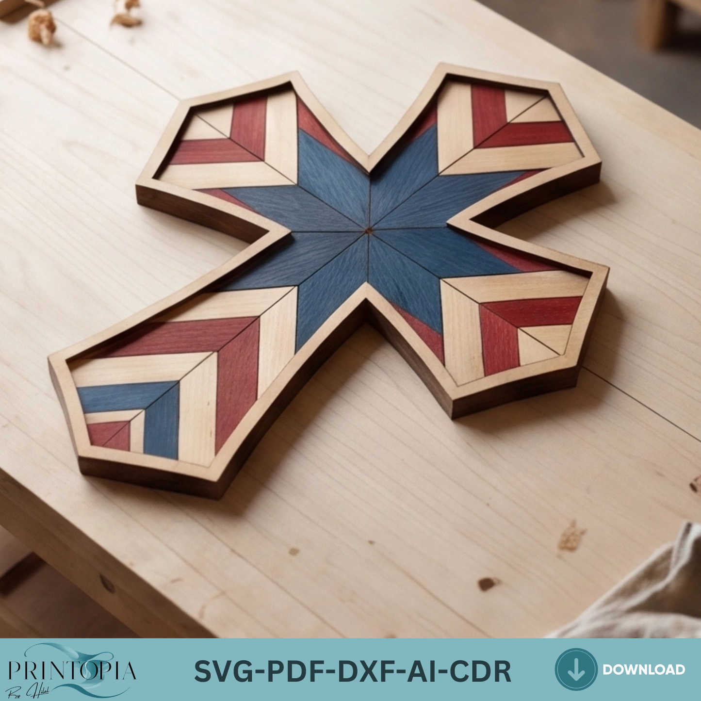 Patriotic Wood Cross Template 4th of July American Flag Quilt Block Decor Independence Day Freedom Sign
