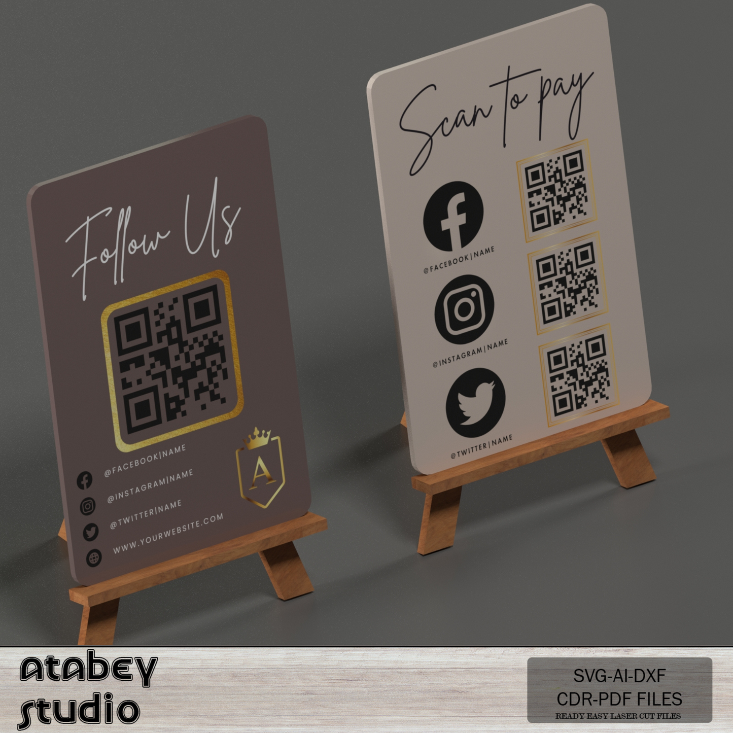 Custom QR Code Signs for Business - Social Media & Payment Scan Display 856