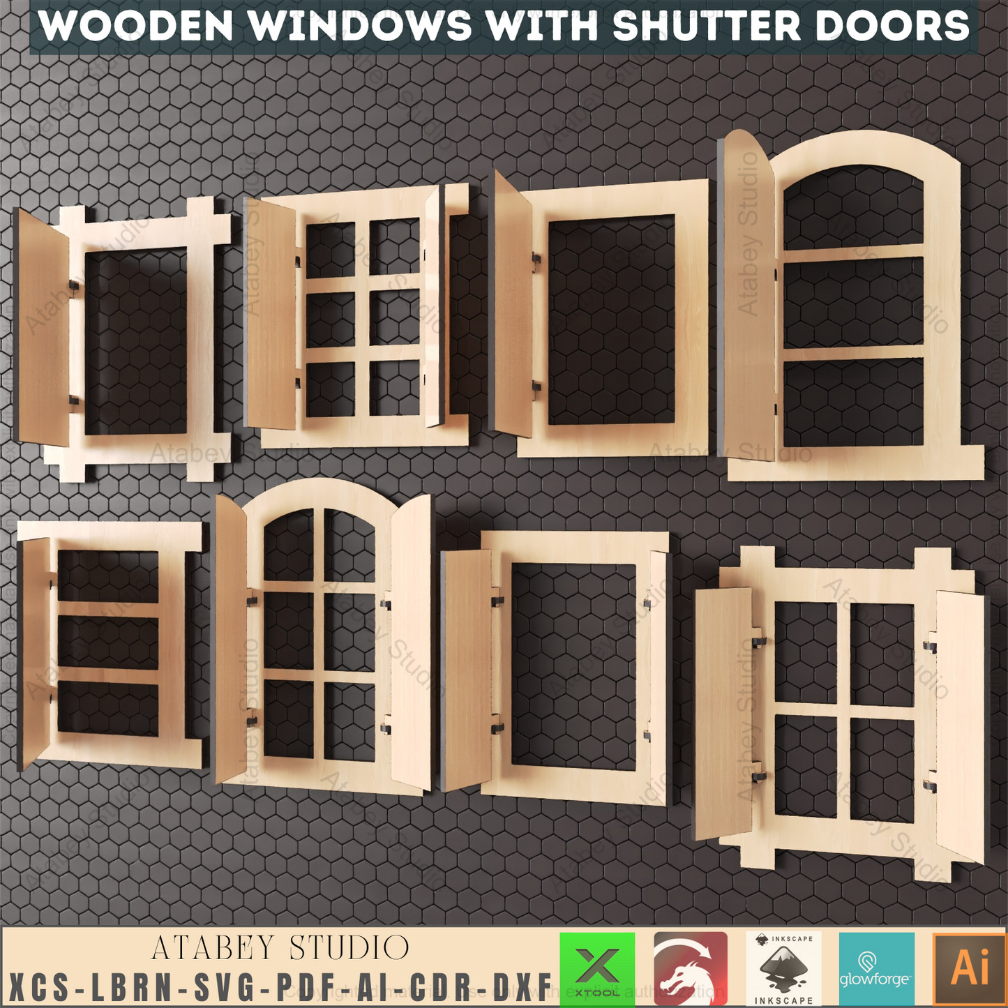 Laser Cut Decorative Window & Shutter Collection | 8 Unique Designs, DIY Craft Templates 942