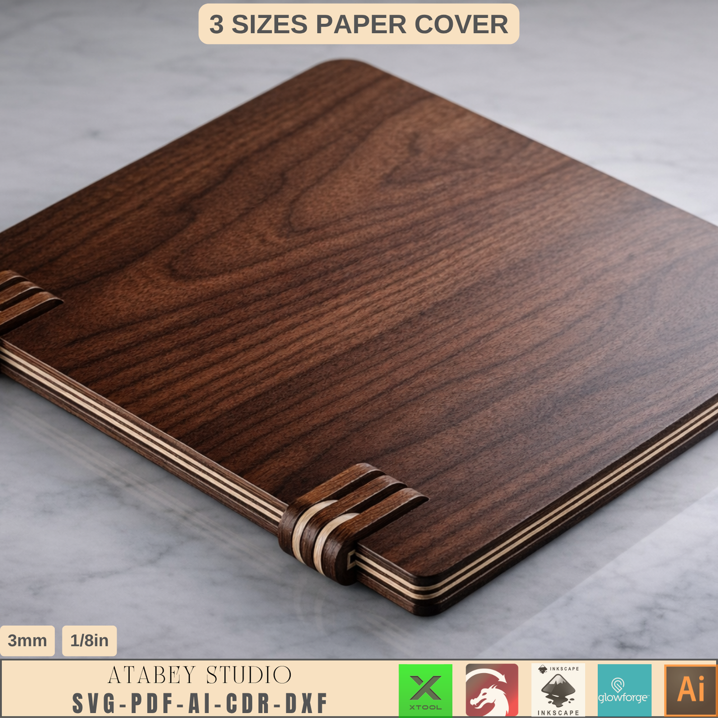 Wooden Paper Holder Template Living Hinge Notebook Cover Pattern Plywood Desk Organizer