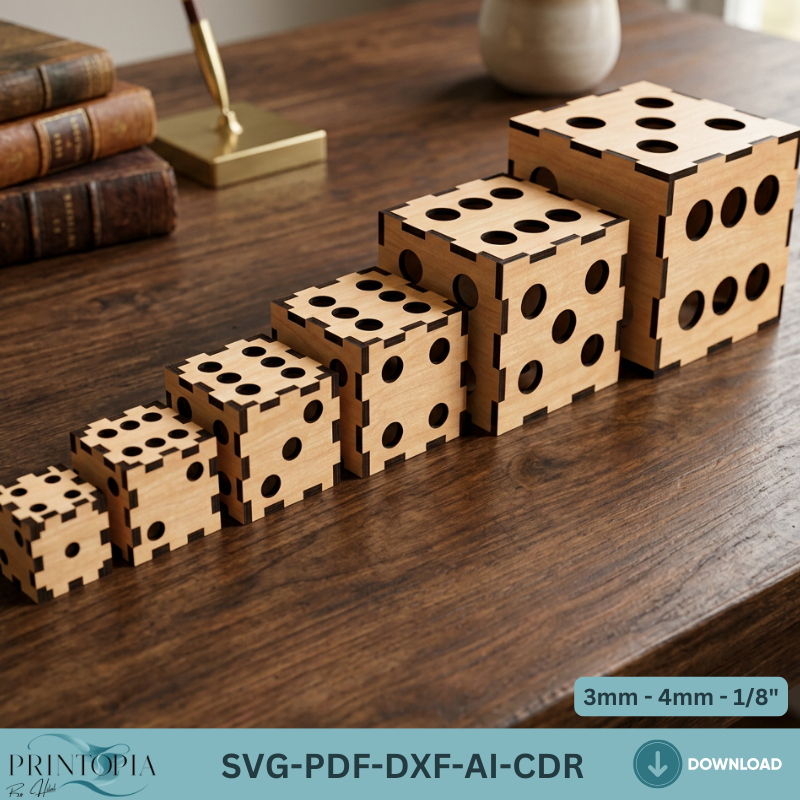 Wooden Dice Box Laser Cut Template, Tabletop RPG Board Game , Wood Dice 329