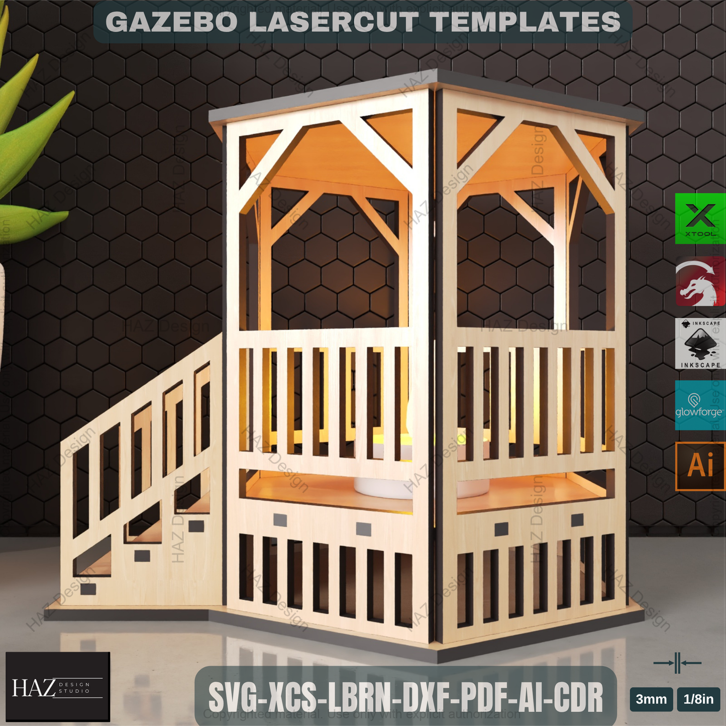 Charming Gazebo Tealight Lantern Design | Laser Cut Files for Rustic Outdoor Decor Idea 456