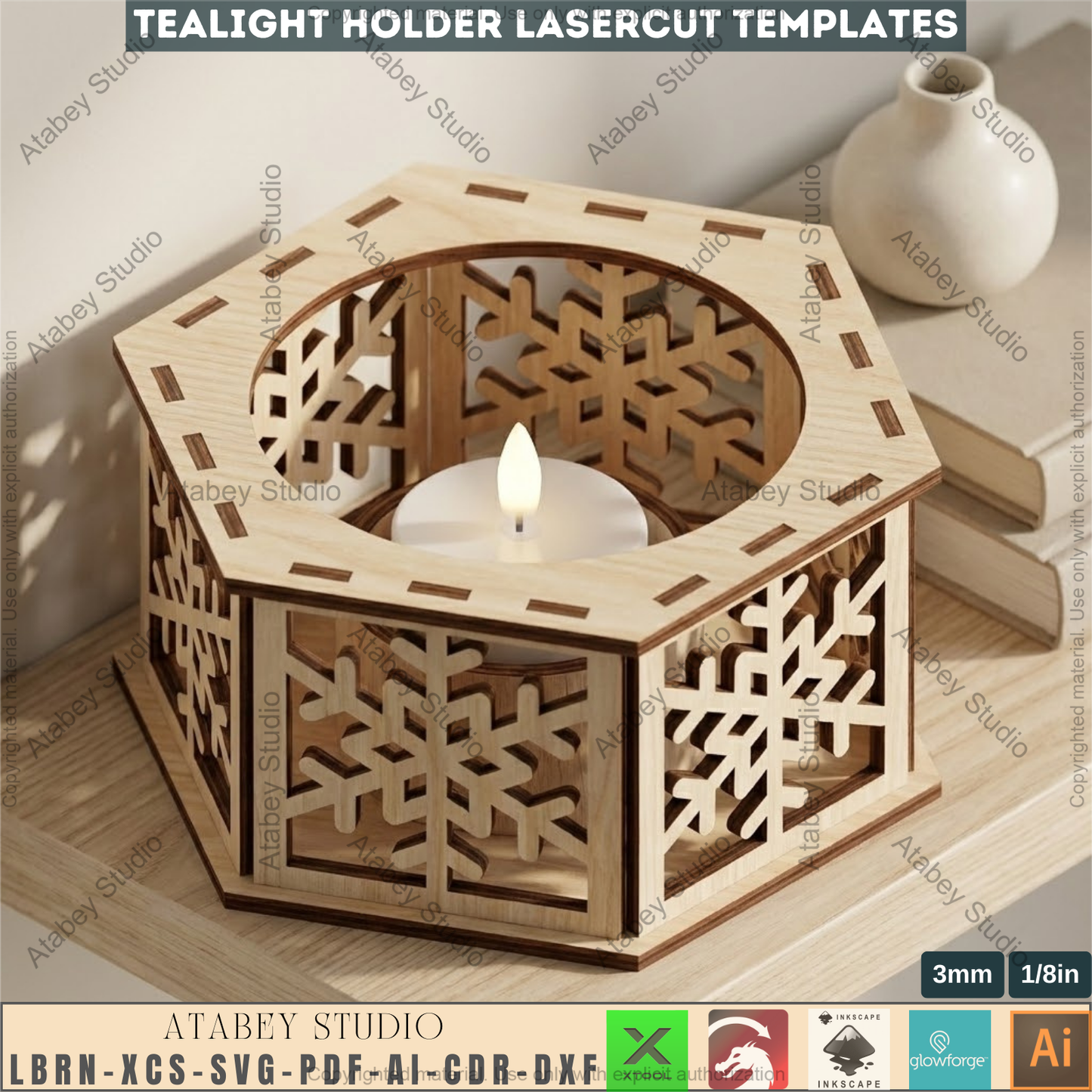 Christmas Candle Holder Bundle Laser Cut Lantern Tealight Box Xmas Table Decor 977